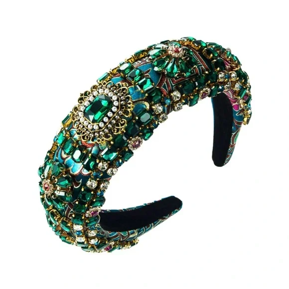 New Pink Handmade Embroidery Glamorous Beads, Gems and Pearls Quality Headband - Picture 4 of 6